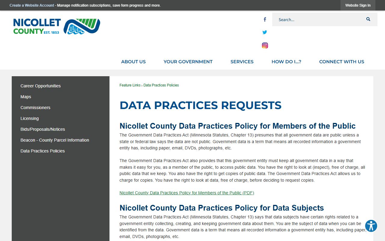 Nicollet County Court Administrator data practices records access