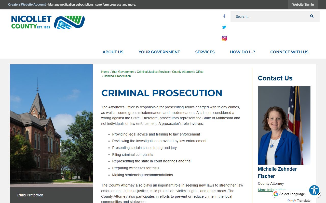 Nicollet County court charges after arrest criminal prosecution page