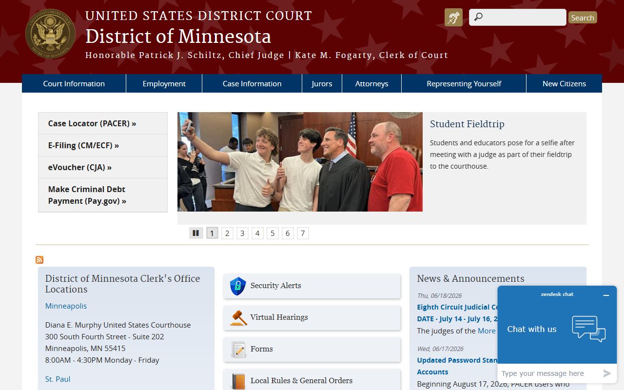 Nicollet County court dockets and District of Minnesota federal docket source