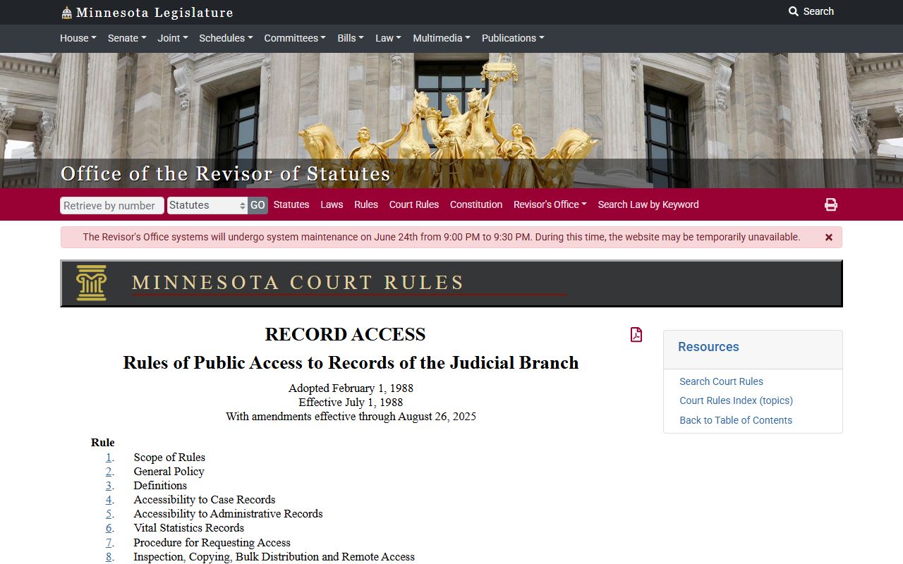 Nicollet County court records Minnesota Judicial Branch access rules