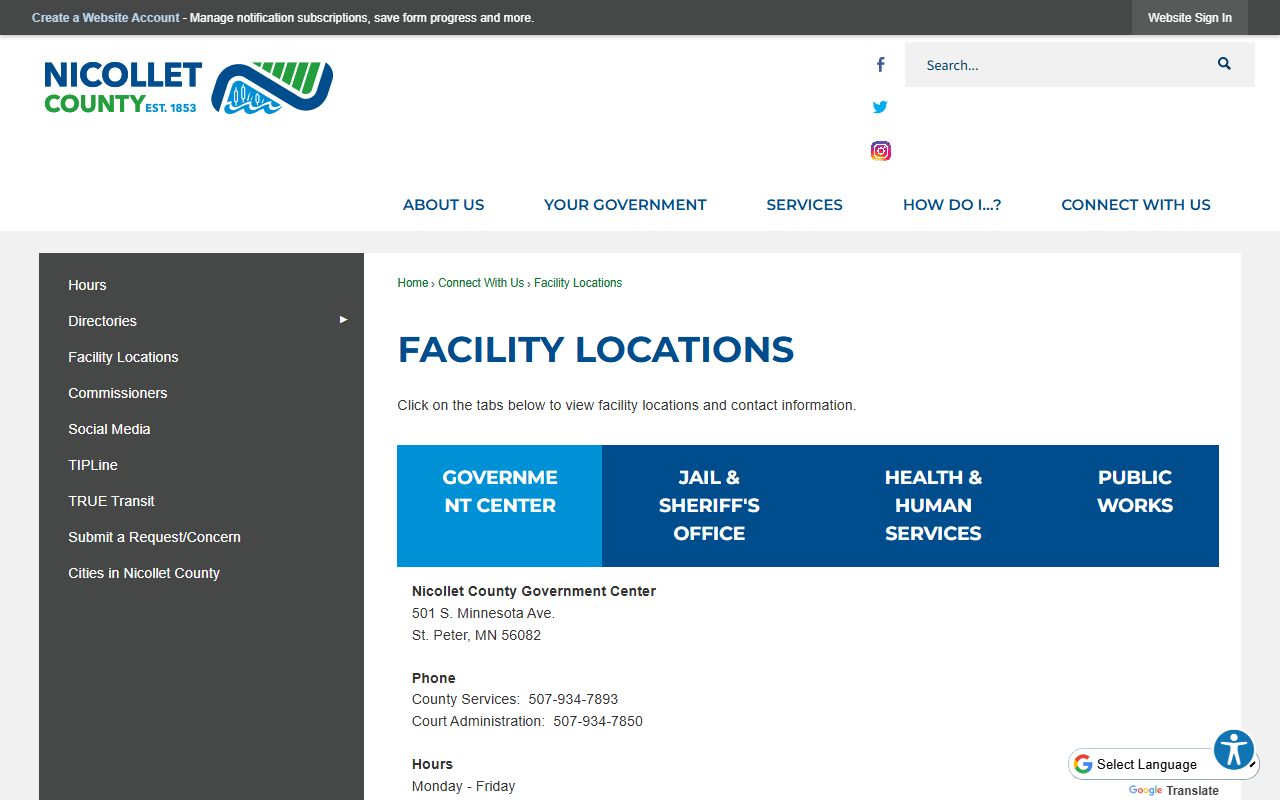 Nicollet County court records facility locations