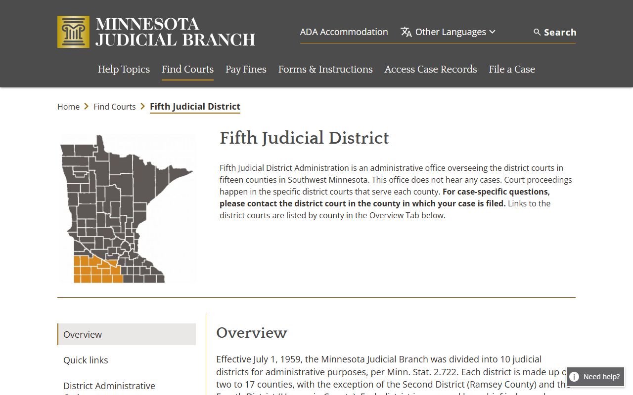 Nicollet County court records Fifth Judicial District