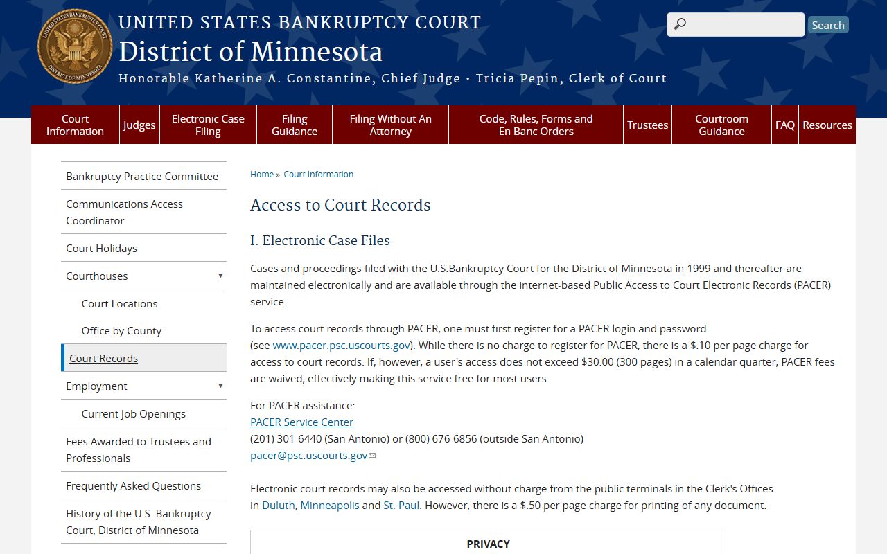 Nicollet County probate records federal bankruptcy access page