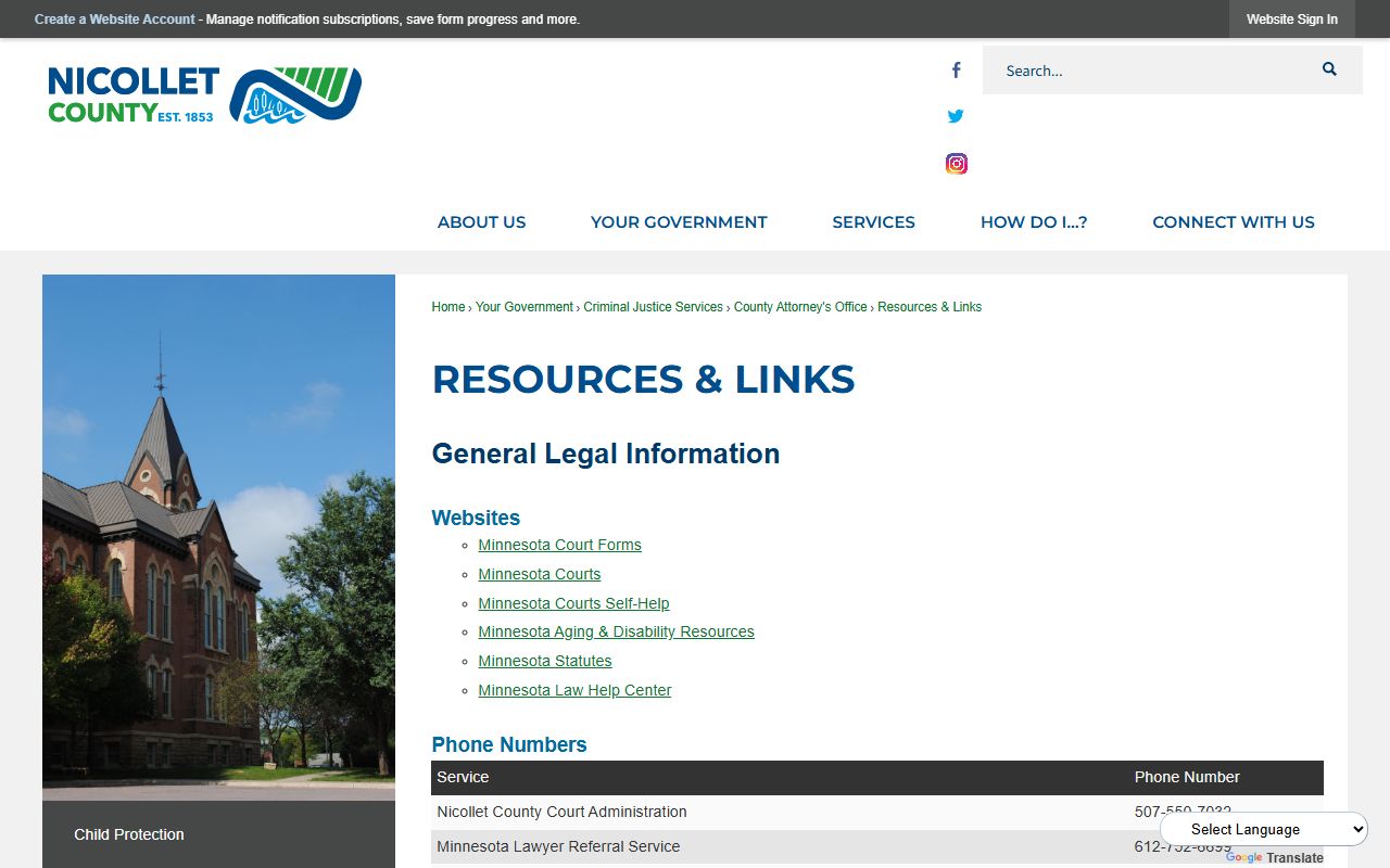 Nicollet County traffic court records County Attorney resources